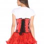 Red Corset Satin Tissue Flocking Goth Halloween Dress Burlesque Underbust Dress
