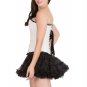 White Corset Rice Leather Burlesque Overbust & Tissue Tutu Skirt Halloween Dress