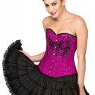 Purple Corset Satin Sequins Burlesque Overbust Top & Tutu Skirt Halloween Dress