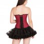 Red Corset Cotton Black Satin Piping Overbust &Tissue Tutu Skirt Halloween Dress