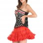 Black Corset Satin Sequins Polka Dot Goth Halloween Dress Bustier Overbust Dress