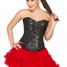 Black Corset Cotton Silk Sequin HalloweenBurlesque Red Tutu Skirt Overbust Dress