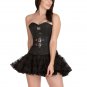 Black Corset Brocade Leather Work Overbust Tutu Skirt Halloween Women's Dress