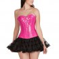 Pink Corset PVC Faux Leather Burlesque Overbust Tissue Skirt Halloween Dress