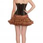 Black Corset Brocade Brown Leather Strip Gothic Overbust Halloween Party Dress