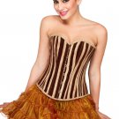 Brown Corset Jute Bustier Waist Training Overbust Top with Skirt Halloween Dress