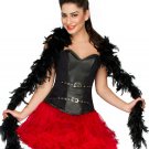 Black Corset Leather Burlesque Bustier Overbust Top with Skirt Halloween Dress