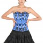 Blue Corset Satin Handmade Sequins work Gothic Halloween Party Dress Overbust