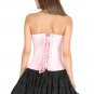 Pink Corset Satin Handmade Sequins Work Halloween Dress Burlesque Overbust Dress