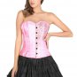 Pink Corset Satin Handmade Sequins Work Halloween Dress Burlesque Overbust Dress