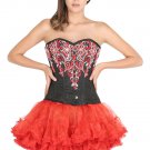 Black Corset Brocade Handmade Sequins Gothic Halloween Prom Dress Overbust Dress