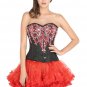Black Corset Brocade Handmade Sequins Gothic Halloween Prom Dress Overbust Dress