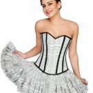 Newspaper Printed Cotton Corset Halter Neck Burlesque Overbust Halloween Dress