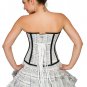 Newspaper Printed Cotton Corset Halter Neck Burlesque Overbust Halloween Dress