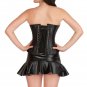 Black Corset Rice Leather Steampunk Overbust Top Tutu Skirt Halloween Prom Dress