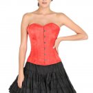 Red Corset Satin Halloween Women's Dress Burlesque Waist Training Overbust Dress