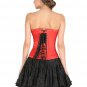 Red Corset Satin Halloween Women's Dress Burlesque Waist Training Overbust Dress