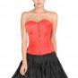Red Corset Satin Halloween Women's Dress Burlesque Waist Training Overbust Dress