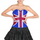 Blue Red and White Corset Handmade Sequins  UK Flag Goth Halloween Prom Dress