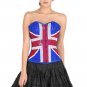 Blue Red and White Corset Handmade Sequins UK Flag Goth Halloween Prom Dress