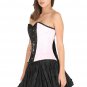 Pink and Black Corset Satin Leather Belt Halloween Women's Dress Overbust Dress