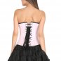 Pink and Black Corset Satin Leather Belt Halloween Women's Dress Overbust Dress