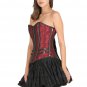 Red Black Corset Brocade Zipper Stripes Halloween Dress Steampunk Overbust Dress