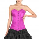 Purple Corset Satin Goth Halloween Dress Burlesque Bustier LONG Overbust Dress