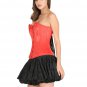 Red Corset Satin Double Boned Halloween Dress Burlesque Bustier Overbust Dress