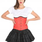 Red Corset Satin Halloween Dress Burlesque Waist Trainer Underbust Corset Dress