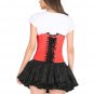 Red Corset Satin Halloween Dress Burlesque Waist Trainer Underbust Corset Dress
