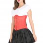 Red Corset Satin Spiral Steel Boned Halloween Dress Burlesque Underbust Dress