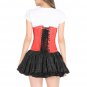 Red Corset Satin Spiral Steel Boned Halloween Dress Burlesque Underbust Dress