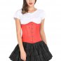 Red Corset Satin Spiral Steel Boned Halloween Dress Burlesque Underbust Dress