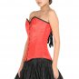Red Corset Satin Black Piping Gothic Halloween Party Dress LONG Overbust Dress