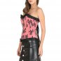 Pink Corset Satin Black Tissue Flocking Lace Halloween Prom Dress Overbust Dress