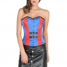 Red and Blue Corset Satin Halloween Prom Dress Burlesque Bustier Overbust Dress