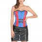 Red and Blue Corset Satin Halloween Prom Dress Burlesque Bustier Overbust Dress