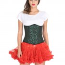 Green Black Corset Brocade Goth Halloween Women's Dress Burlesque Bustier Dress