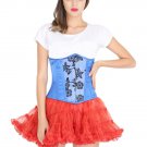 Blue Corset Satin Corset Goth Halloween Prom Dress Burlesque Waist Trainer Dress