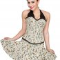 Cotton Newspaper Printed Halter Neck Overbust Corset and Halloween Women's Dress