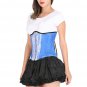 Blue Corset Satin Spiral Steel Boned White Lace Gothic Halloween Women's Dress
