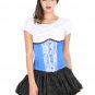 Blue Corset Satin Spiral Steel Boned White Lace Gothic Halloween Women's Dress