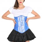 Blue Corset Satin White Net Gothic Halloween Women's Party Dress Burlesque Dress