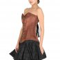 Brown Corset Satin Front Seal Lock Goth Halloween Prom Dress LONG Overbust Dress