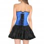 Blue and Black Corset Satin Silver Seal Lock Halloween Prom Dress Overbust Dress