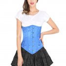 Blue Corset Satin Gothic Halloween Prom Dress Burlesque LONGLINE Underbust Dress