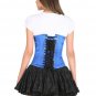 Blue Corset Satin Gothic Halloween Prom Dress Burlesque LONGLINE Underbust Dress