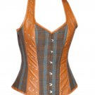 Cotton Leather Strap Steampunk Bustier Overbust PLUS SIZE Corset Waist Shaper
