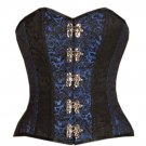 Blue Black Brocade Christmas Burlesque Bustier Overbust Corset Waist Training